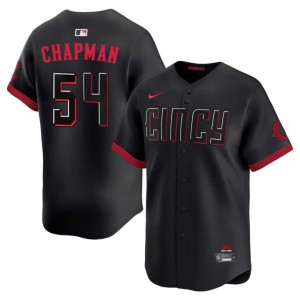 City Connect Men Black Cincinnati #54 Aroldis Chapman Game Jerseys 224454-888