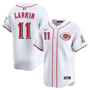 Men Stitched White #11 CIN Reds Barry Larkin Jerseys 833730-838
