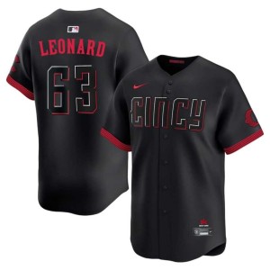 City Connect Black Men's CIN Reds Dayne Leonard #63 Stitched Jerseys 767123-365