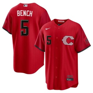 City Connect Johnny Bench Red Stockings #5 Player Red Men's Jersey 522864-491