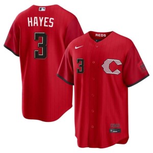 City Connect Ke'Bryan Hayes Embroidery Men's #3 CIN Red Jerseys 302337-230