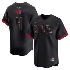 City Connect CIN Reds Mens Official Kien Vu Black #4 Jerseys 676943-760
