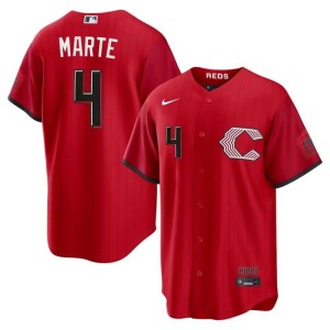 City Connect Men New #4 Noelvi Marte Cincinnati Reds Red Jerseys 352678-450
