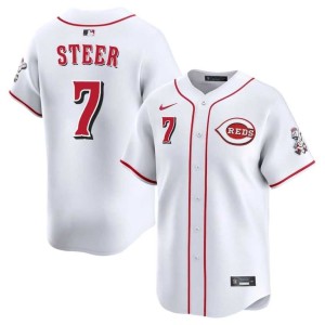 Spencer Steer Redlegs Mens #7 White Player Jerseys 461836-846