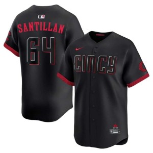 City Connect Black Mens Reds 2026 Tony Santillan #64 Jerseys 117477-565