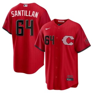 City Connect #64 Red Stitched Men Cincinnati Reds Tony Santillan Jersey 657115-642