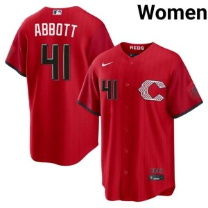 City Connect #41 Red 2026-27 Andrew Abbott Wincinnati Reds Women's Jerseys 599176-783