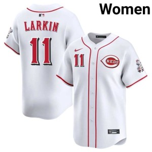 White #11 Wincinnati Reds Women's Player Barry Larkin Jersey 945022-527