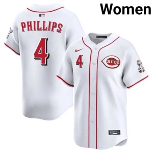 #4 Stitched Red Stockings Women's White Brandon Phillips Jerseys 604841-613