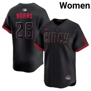 City Connect Chase Burns #26 Embroidery Womens Black Wincinnati Reds Jersey 377486-372