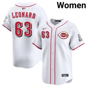 Reds Official Womens Dayne Leonard White #63 Jerseys 369188-814
