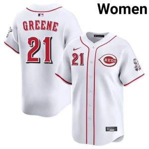Hunter Greene #21 Red Stockings White MLB Womens Jerseys 185579-175
