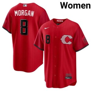 City Connect #8 New Red Cincinnati Reds Joe Morgan Womens Jerseys 472981-771