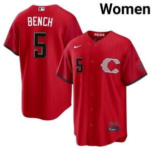 City Connect Reds Stitched Red #5 Johnny Bench Women Jersey 780174-347