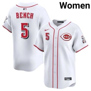 Johnny Bench Wincinnati Reds Player White Women #5 Jerseys 768770-517