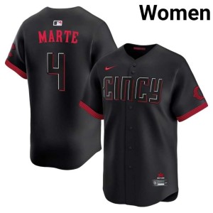 City Connect #4 Noelvi Marte MLB CIN Womens Black Jerseys 434433-980