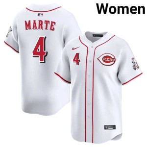 #4 Women's Replica The Redlegs White Noelvi Marte Jerseys 248781-442