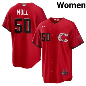 City Connect Womens Red Stockings #50 MLB Red Sam Moll Jersey 321861-231