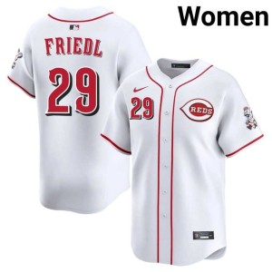 White Womens TJ Friedl #29 Embroidery The Redlegs Jersey 522703-745