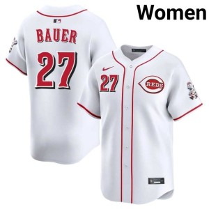 Popular Trevor Bauer White Women #27 Wincinnati Reds Jersey 372160-751