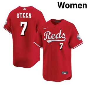 Limited Spencer Steer #7 Women CIN Reds Red Jerseys 971400-306