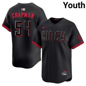 City Connect The Redlegs Youth #54 Aroldis Chapman Black Popular Jersey 202813-735