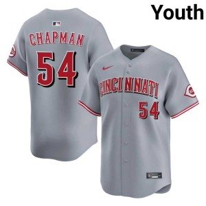 Embroidery Gray Cincinnati Reds Aroldis Chapman Youth #54 Jersey 685800-680