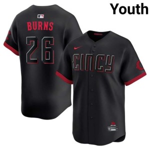 City Connect #26 Chase Burns CIN Reds Youth Black Authentic Jersey 284082-489