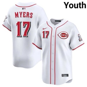 #17 Youth Embroidery Dane Myers CIN Reds White Jersey 578936-867