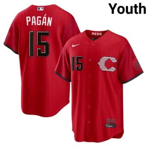 City Connect #15 Emilio Pagan Youth Reds Red Official Jersey 482075-759