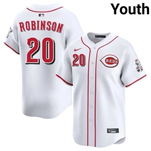 Frank Robinson Embroidery Youth White #20 Wincinnati Reds Jersey 927514-818
