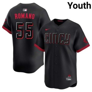 City Connect Cincinnati Reds Stitched Generoso Romano Black Youth #55 Jerseys 109703-169