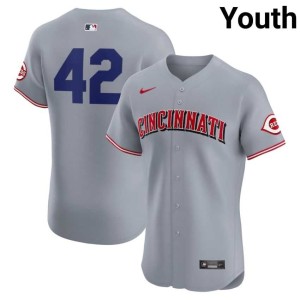 Youth Gray The Redlegs #42 Jackie Robinson Day Player Jerseys 561587-752