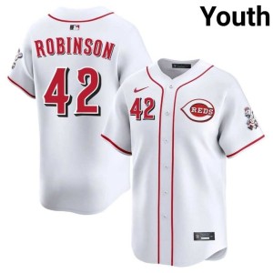 Stitched #42 Reds Jackie Robinson White Youth Jerseys 380086-896
