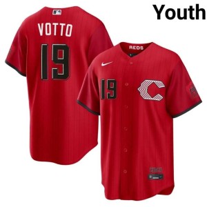 City Connect Red #19 Game Youth Joey Votto Cincinnati Reds Jersey 237111-313