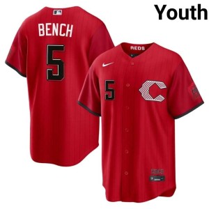 City Connect Johnny Bench Authentic Red Youth Cincinnati #5 Jerseys 362114-790