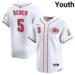 #5 Youth White Johnny Bench CIN Reds Official Jerseys 298048-966