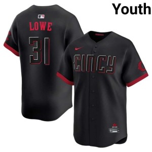 City Connect Wincinnati Reds Nathaniel Lowe Black Youth #31 Official Jersey 325667-796