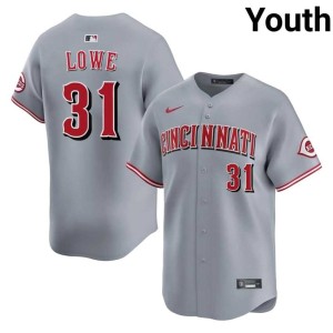 Reds Replica Gray Youth #31 Nathaniel Lowe Jersey 666808-719