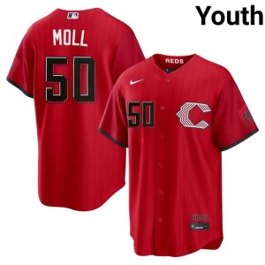 City Connect Red #50 MLB Wincinnati Sam Moll Youth Jerseys 629924-357