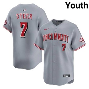 Spencer Steer CIN Reds #7 Limited Gray Youth Jerseys 292613-951