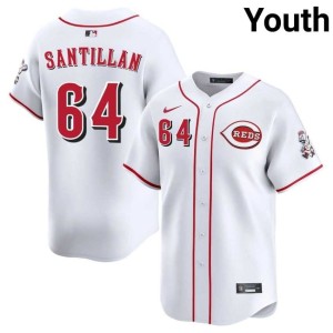 #64 Embroidery Youth Reds Tony Santillan White Jerseys 205973-493